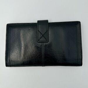 New Ellington Large Women’s Black Italian Leather Multislot Wallet with Suede
